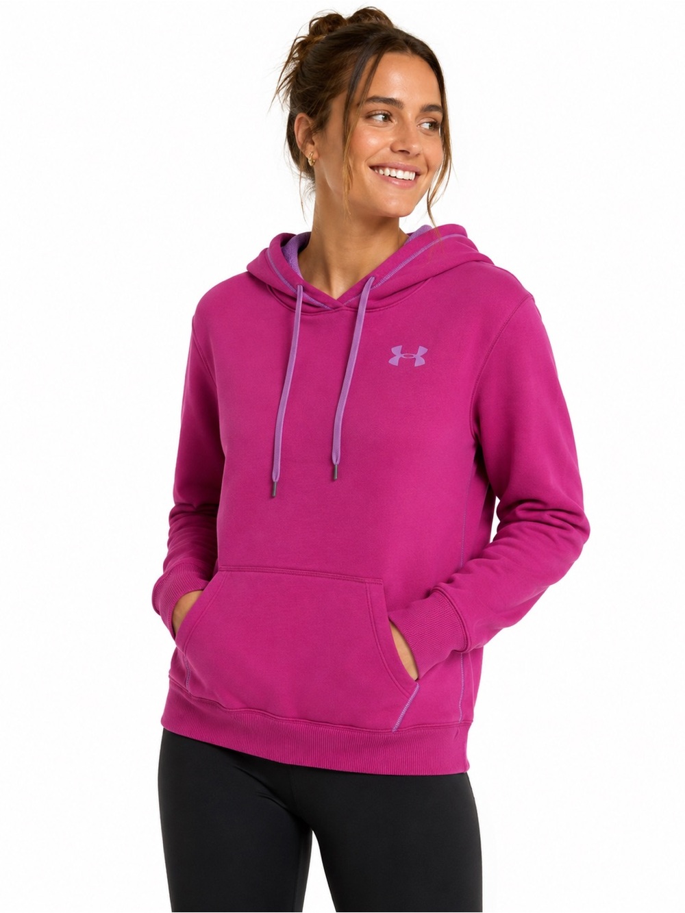 Under Armour Fuchsia Pink Lavender Semi Fitted Fleece Hoodie XL